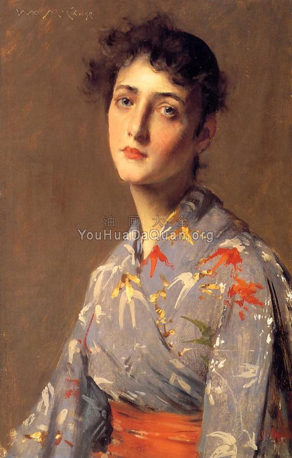 Girl in a Japanese Kimono - 威廉·梅里特·查斯